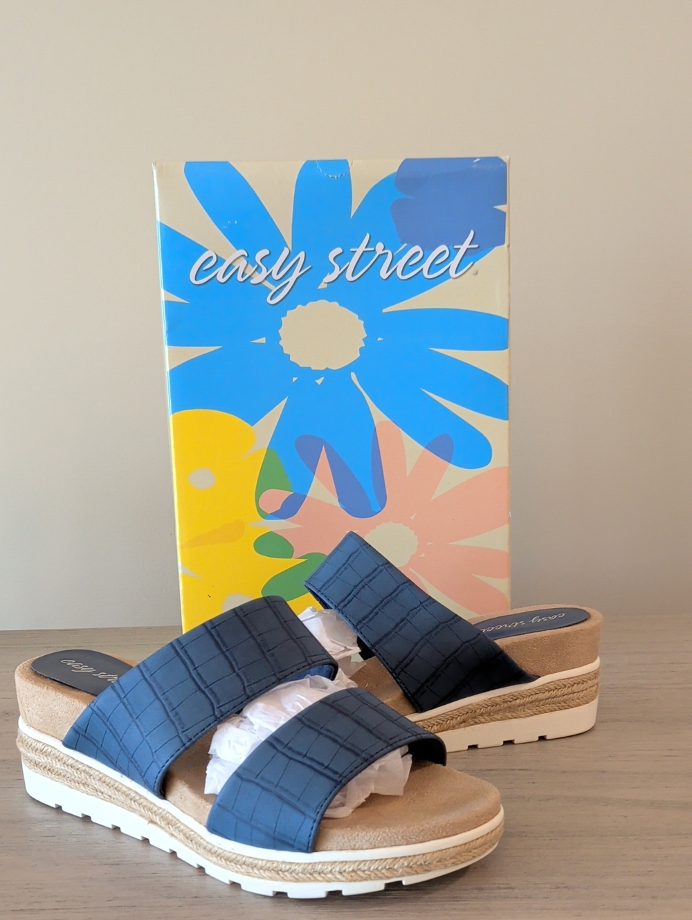 Easy Spirit NIB 7.5 Blue Wedge Sandals